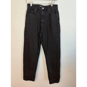 Zara Black High Rise Straight Leg Jeans Black Sz 6